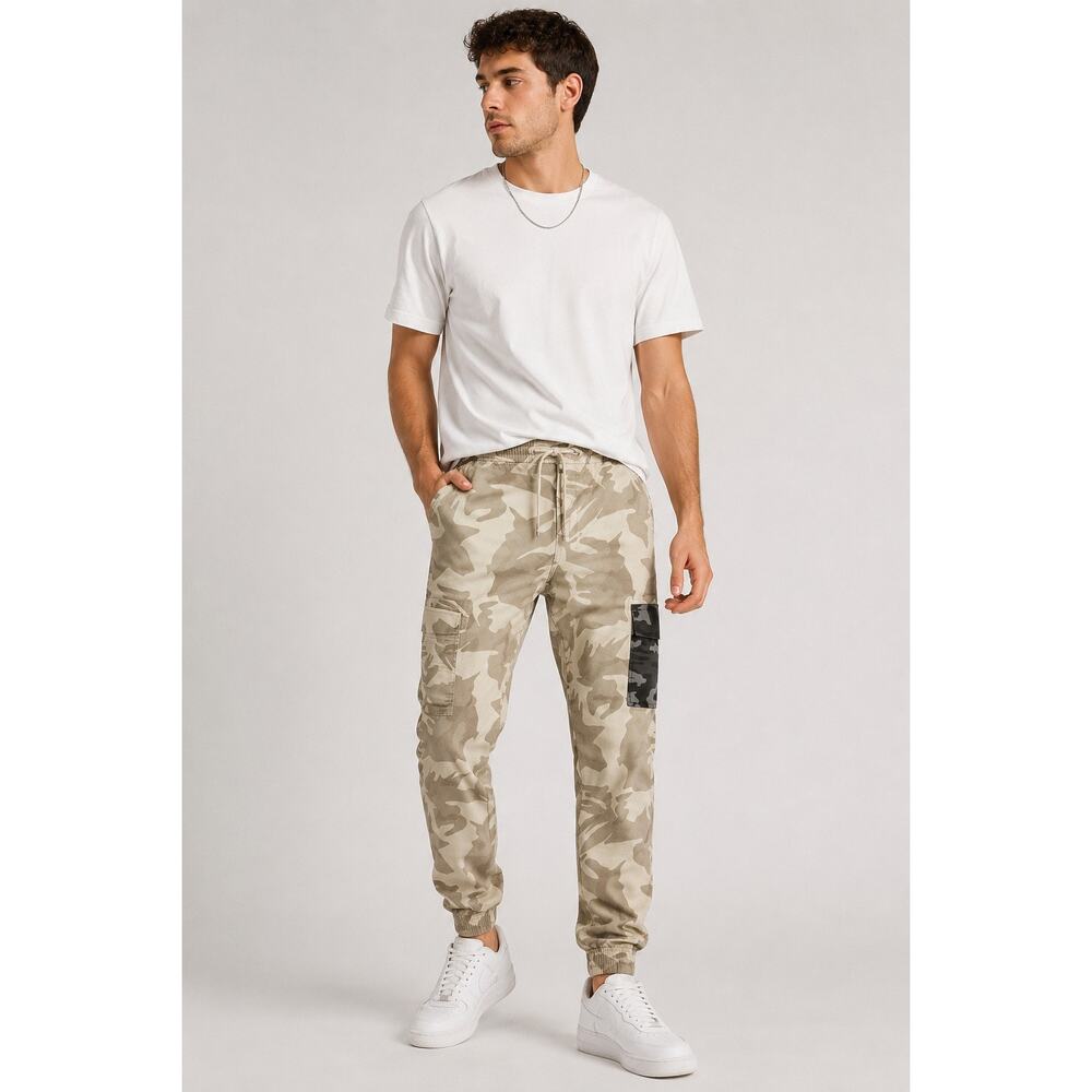 Sun + Stone Men’s Camo Jogger Pants Cargo Pocket Drawstring Size Small